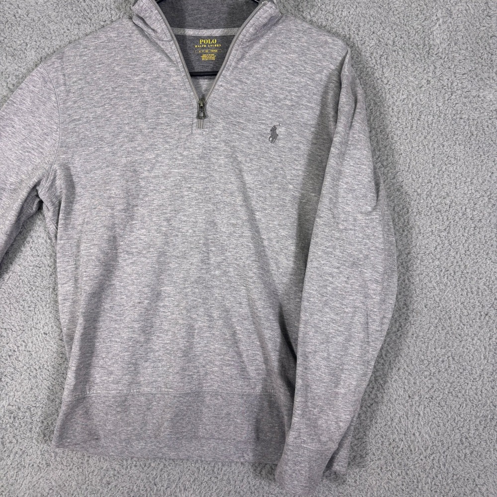 Polo Ralph Lauren Mens Sm Grey Quarter Zip Pullover Pony Logo Mock Neck Sweater - Picture 2 of 8